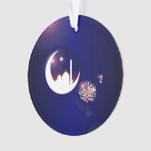 Ramadan-moskee in Crescent Moon met Fanous Blue Ornament (voorkant)