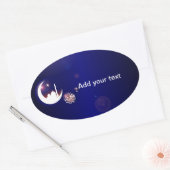 Ramadan-moskee in Crescent Moon met Fanous Blue Ovale Sticker (Envelop)