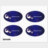 Ramadan-moskee in Crescent Moon met Fanous Blue Ovale Sticker (Vel)