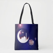 Ramadan-moskee in Crescent Moon met Fanous Blue Tote Bag (Voorkant)
