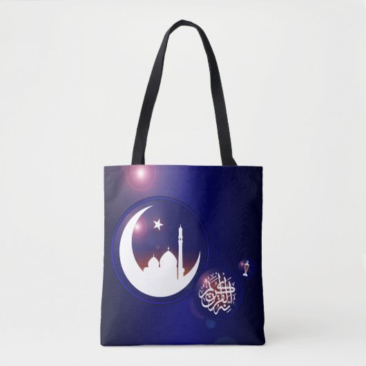 Ramadan-moskee in Crescent Moon met Fanous Blue Tote Bag (Voorkant)