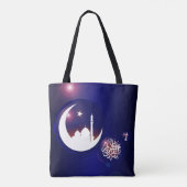Ramadan-moskee in Crescent Moon met Fanous Blue Tote Bag (Achterkant)