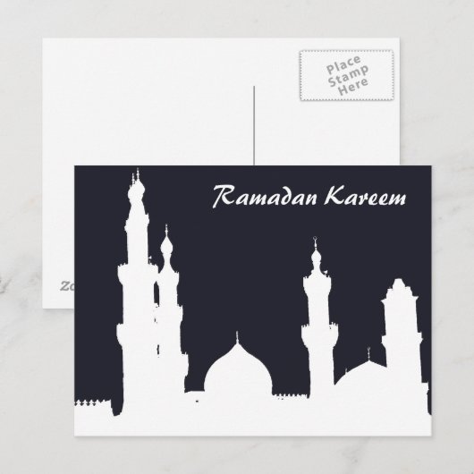 Ramadan Mosque Black Briefkaart (Voorkant / Achterkant)