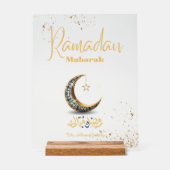 Ramadan Mubarak Acrylic Sign with Crescent Moon Acryl Bord (Voorkant)