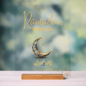 Ramadan Mubarak Acrylic Sign with Crescent Moon Acryl Bord (Neutraal)