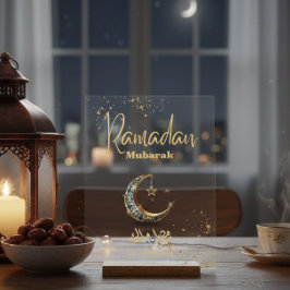 Ramadan Mubarak Acrylic Sign with Crescent Moon Acryl Bord