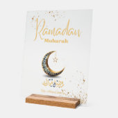 Ramadan Mubarak Acrylschild met Halvemaan Acryl Bord (Hoek)