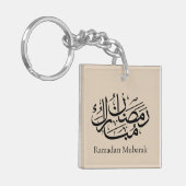 Ramadan Mubarak Arabic Calligraphy Art Thuluth Sleutelhanger (Voorkant Links)