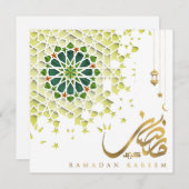 Ramadan Mubarak Arabic Pattern Calligrafie Green Feestdagenkaart (Voorkant / Achterkant)