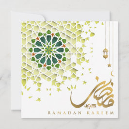 Ramadan Mubarak Arabic Pattern Calligrafie Green Feestdagenkaart