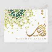 Ramadan Mubarak Arabic Pattern Calligrafie Green Feestdagenkaart (Voorkant)