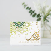Ramadan Mubarak Arabic Pattern Calligrafie Green Feestdagenkaart (Staand voorkant)