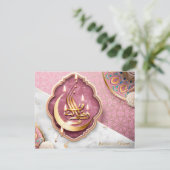 Ramadan Mubarak Arabisch Calligrafiecrescent Flora Feestdagenkaart (Staand voorkant)