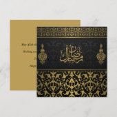 Ramadan Mubarak Arabisch Patroonkalender Zwart Feestdagenkaart (Voorkant / Achterkant)