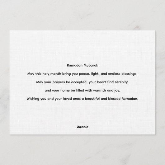 Ramadan Mubarak Arabische kalligrafie met lantaarn Kaart (Achterkant)