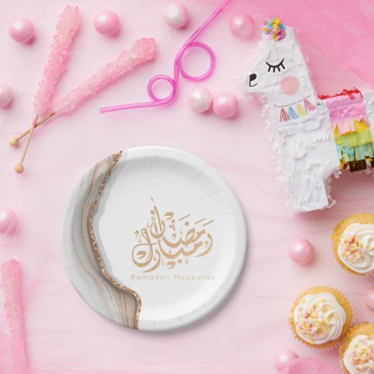 Ramadan mubarak arabische kalligrafie papieren bordje (Feest)
