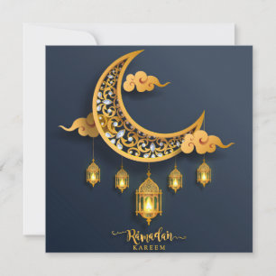 Ramadan Mubarak Bejewel Crescent Islamic Lantern Feestdagenkaart