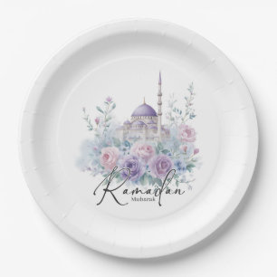 Ramadan Mubarak Bloemrijke Islamitische Feestdecor Papieren Bordje