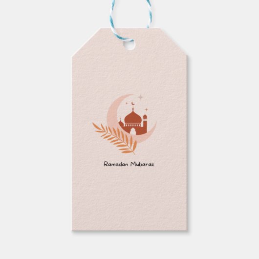 Ramadan Mubarak Boho Moon & Mosque Cadeaulabel (Voorkant)