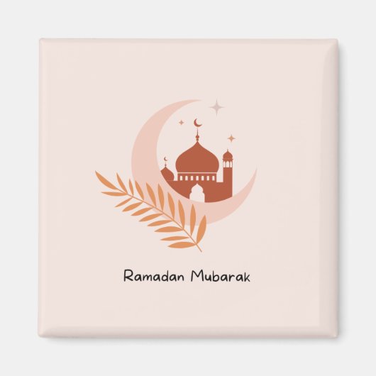 Ramadan Mubarak Boho Moon & Mosque Magneet (Voorkant)
