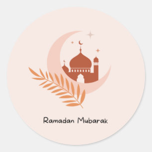 Ramadan Mubarak Boho Moon & Mosque Ronde Sticker