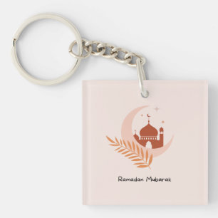 Ramadan Mubarak Boho Moon & Mosque Sleutelhanger