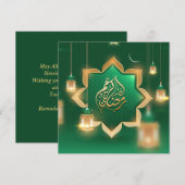 Ramadan Mubarak Crescent Gold IGreen Feestdagenkaart (Voorkant / Achterkant)