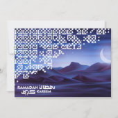 Ramadan Mubarak Crescent Magical Desert Night Blue Feestdagenkaart (Voorkant)
