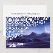 Ramadan Mubarak Crescent Magical Desert Night Blue Feestdagenkaart (Voorkant / Achterkant)