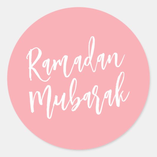 Ramadan Mubarak Eenvoudige Baby roze minimalist Ronde Sticker (Voorkant)