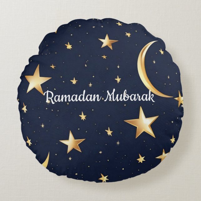 Ramadan Mubarak Eid-Sierkussen Rond Kussen (Voorkant)