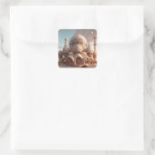 Ramadan Mubarak Flat Vakantie Kaart Vierkante Sticker (Tas)