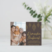 Ramadan Mubarak gepersonaliseerde fototekst Feestdagenkaart (Staand voorkant)