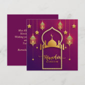 Ramadan Mubarak Gold Mosque Islamic Lantern Paars Feestdagenkaart (Voorkant / Achterkant)