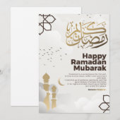 Ramadan Mubarak Gouden Calligrafie Kunst Feestdagenkaart (Voorkant / Achterkant)