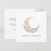 Ramadan Mubarak Gouden Halve Maan Kalligrafie Feestdagenkaart (Voorkant / Achterkant)
