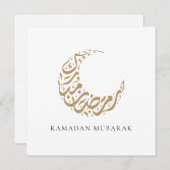 Ramadan Mubarak Gouden Halve Maan Kalligrafie Feestdagenkaart (Voorkant / Achterkant)