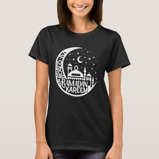Ramadan Mubarak Halve Maan & Sterren Ramadan Kare T-shirt (Voorkant)