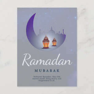 Ramadan Mubarak Halvemaanlantaarn Kunst Feestdagenkaart