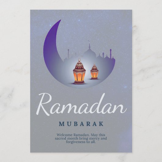 Ramadan Mubarak Halvemaanlantaarn Kunst Kaart (Voorkant)