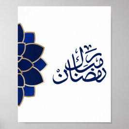 Ramadan Mubarak in Arabische Blauwe Kleur Poster