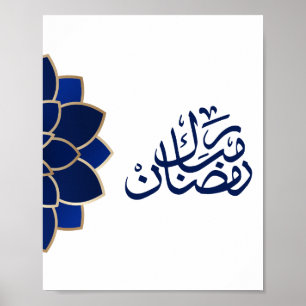 Ramadan Mubarak in Arabische Blauwe Kleur Poster