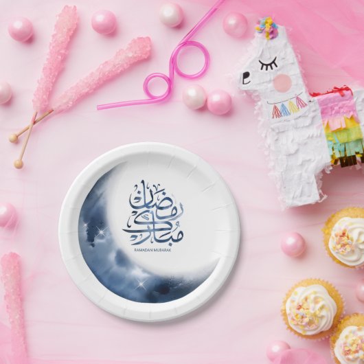 Ramadan Mubarak In Arabische kalligrafie رمضانمبا  Papieren Bordje (Feest)