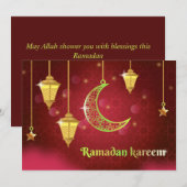 Ramadan Mubarak Islamitische Lantaarn Halve ster R Feestdagenkaart (Voorkant / Achterkant)