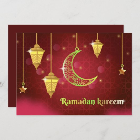 Ramadan Mubarak Islamitische Lantaarn Halve ster R Feestdagenkaart (Voorkant / Achterkant)