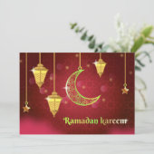 Ramadan Mubarak Islamitische Lantaarn Halve ster R Feestdagenkaart (Staand voorkant)