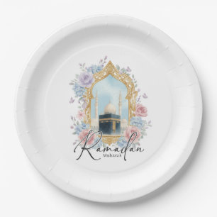 Ramadan Mubarak Kaaba Bloem Islamitisch Feest Deco Papieren Bordje