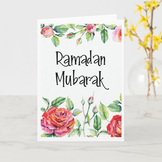 Ramadan Mubarak Kaart (Gele Bloem)