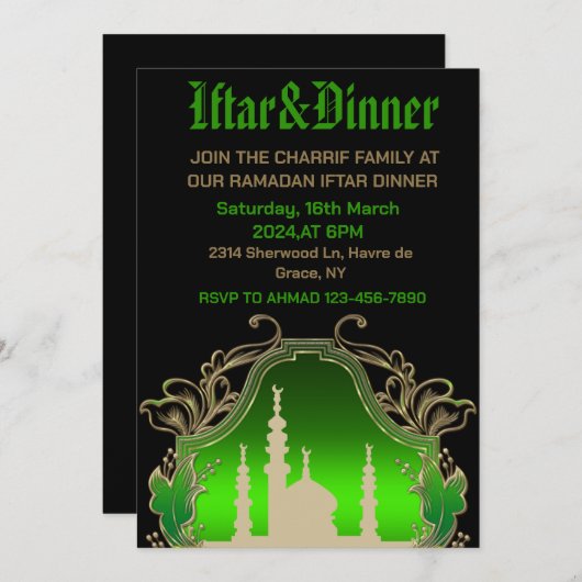 Ramadan Mubarak Kareem 2024 iftarfeestje Kaart (Voorkant / Achterkant)