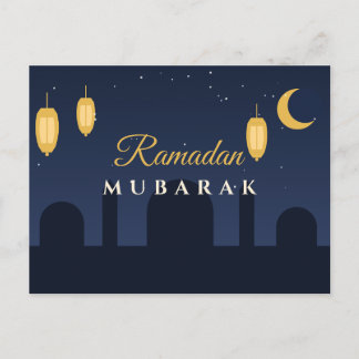 Ramadan Mubarak Lantaarns Navy Goud Groet Postkaar Briefkaart
